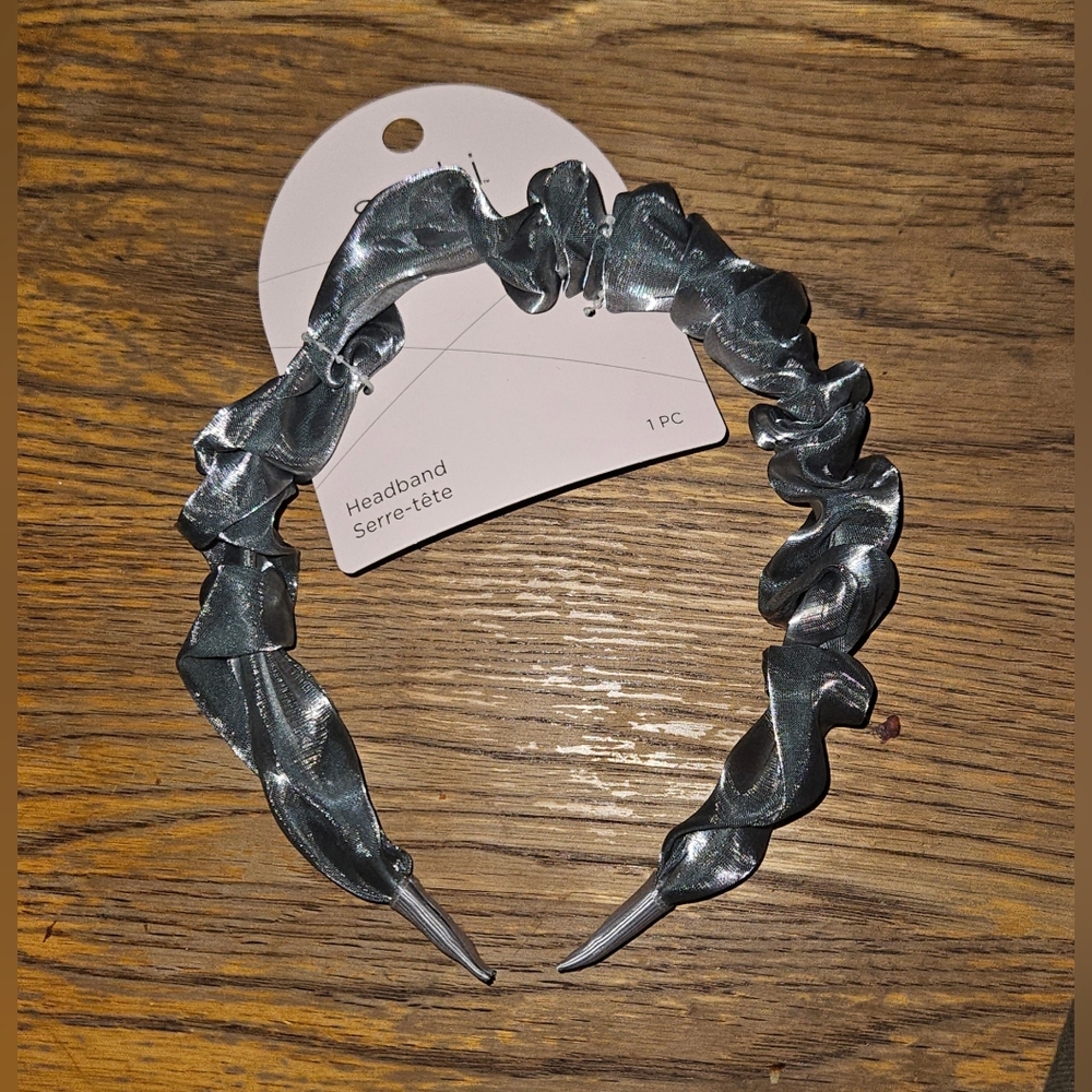 Sophi Ruffled Silver Headband BNIB
